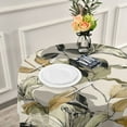 thumbnail image 6 of 60 Inch Round Tablecloth with White Lace Trim Fall Table Cover for Elegant Dining Decor Lily Motifs Pattern, 6 of 8