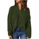 thumbnail image 2 of Suéter de cuello en V para mujer, blusa informal de moda con mangas de color liso y cuello en V fruncido, suéter para mujer, 2 of 6
