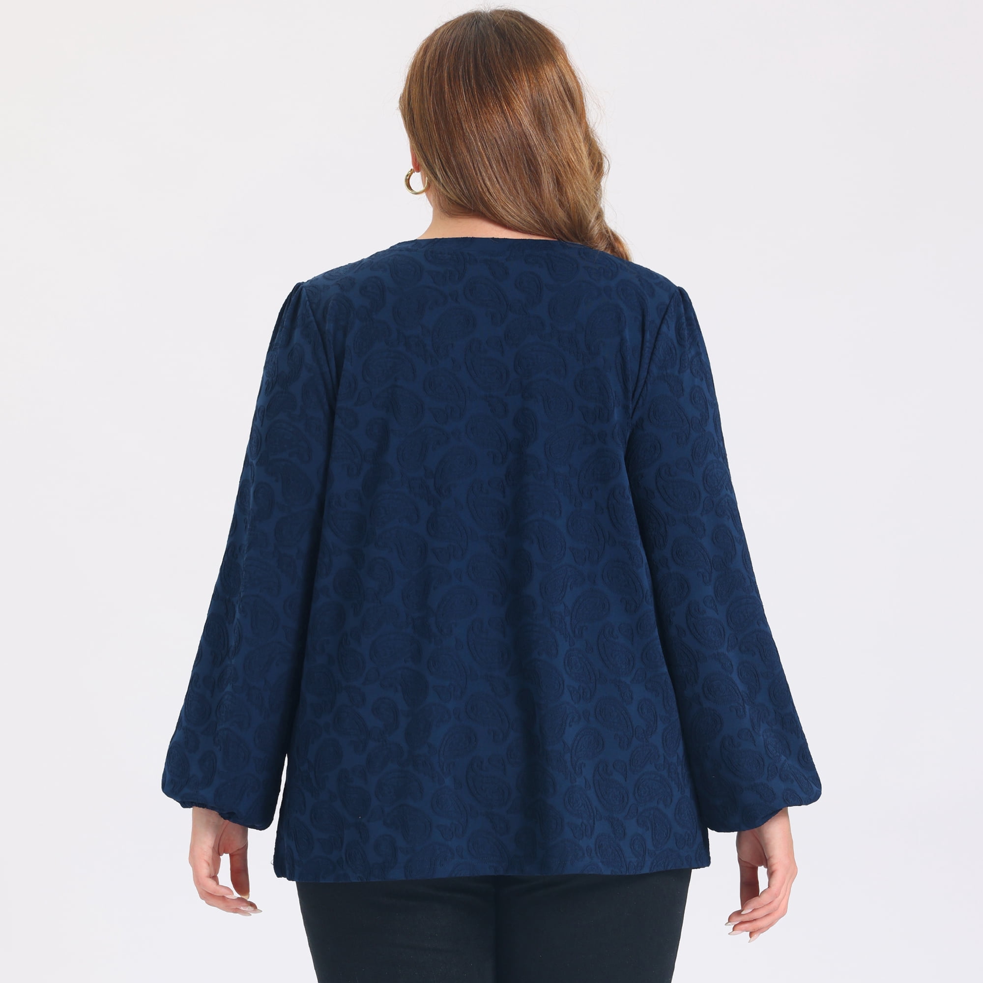 DARING DIVA Women's Plus Knit Lantern Sleeve Loose Fit Tops 3X Navy Blue