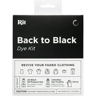Rit Back to Black Fabric Dye Kit – Black Clothing Dye and Fixative for Cotton, Polyester & Blends