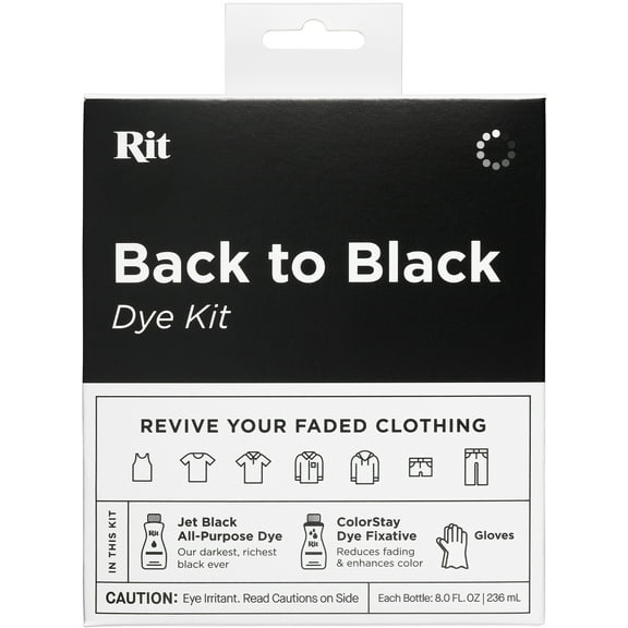 Rit Back to Black Fabric Dye Kit – Black Clothing Dye and Fixative for Cotton, Polyester & Blends