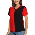 thumbnail image 3 of Two T T Shirts Red and Black V Neck Streetwear Oversize T-Shirt Short Sleeve Women Cool Tshirt Summer Design Clothing, 3 of 5