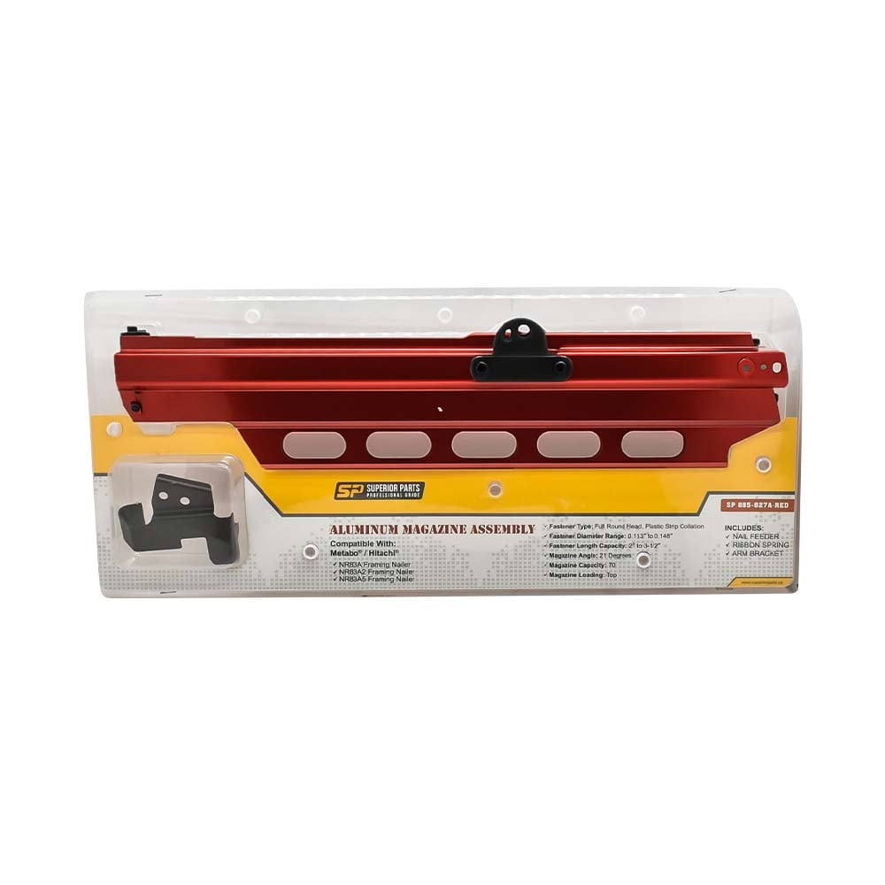 Superior Parts SP 885-827A-RED Aluminum Magazine Assembly (RED) for OEM# NR83A / A2 Framing Nailers - SP 885-827AR