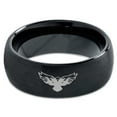 thumbnail image 2 of Tungsten Falcon Eagle Bird Band Ring 8mm Men Women Comfort Fit Black Dome Brushed Polished, 2 of 4