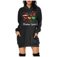 thumbnail image 2 of WEAIXIMIUNG Sweat-Shirt pour Femmes Veste Longue Décontractée Col Rond Poche Imprimé Flocon de Neige de Noël, 2 of 3