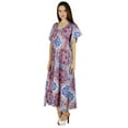 thumbnail image 3 of Bimba Women Long Printed Maxi Kaftan Cotton Night Wear Caftan Gown Coverup, 3 of 7