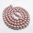 thumbnail image 2 of Glass Pearl Beads Strands Pearlized Round Rosy Brown Size: about 3~4mm in diameter hole: 1mm about 220~230pcs/str, 2 of 2