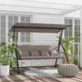 thumbnail image 2 of Outsunny 3 Seater Porch Swing Convertible Swing Chair Bed Cushioned Brown, 2 of 10