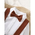 thumbnail image 5 of Kucnuzki 9 Months Newborn Baby Boy Winter Outfits Pants Sets 12 Months Long Sleeve Casual Gentle One-Piece Shirt Suspender Overall Pants 2PCS Set Khaki, 5 of 7