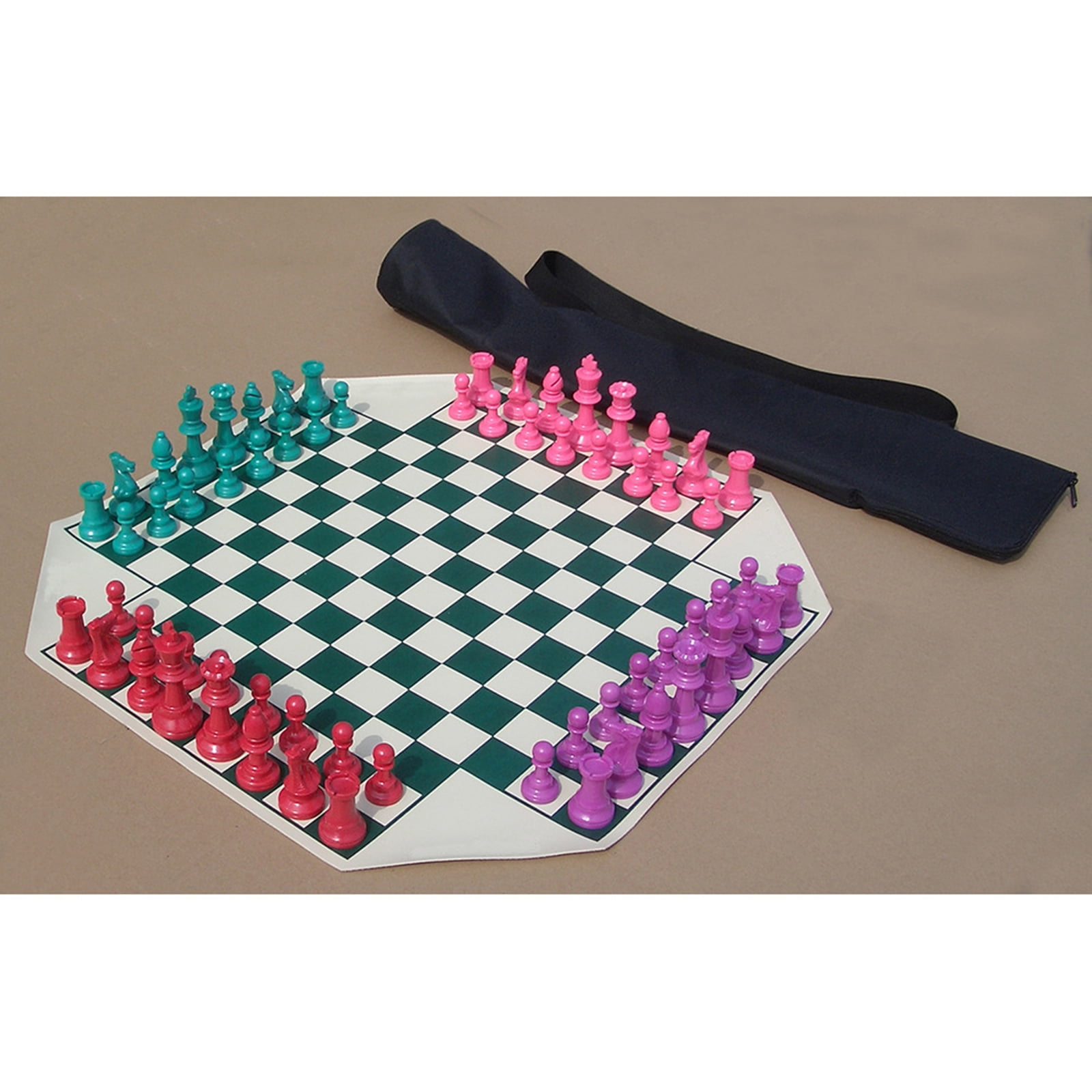 Four Player Chess Board Game Set Soft Folding Chess Board Plastic Medievals Chesses Travel Family Chess Game