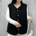 thumbnail image 4 of Lmnyox Sherpa Fleece Vest for Women Fashion Sleeveless Button Down Vest Outerwear Solid Thermal Casual Vest, 4 of 6