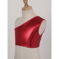 thumbnail image 3 of Sinleey Kids Girls Shiny Metallic Crop Tank Top and Boy Shorts Set Stage Performance Dancewear Red 150, 3 of 6