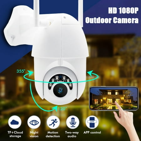 Smart Indoor Outdoor Wireless Vandal-Proof IP PTZ Camera HD 1080P WiFi Pan Tilt Zoom Security Camera IP66 Weatherproof SD Card Slot Night Vision Work for IOS, Android or