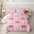 thumbnail image 2 of spefrowx Kawaii Baseball Print Quilt King for Girls, Pink Princess Bowknot King Coverlet Set, 3pcs, 2 of 7