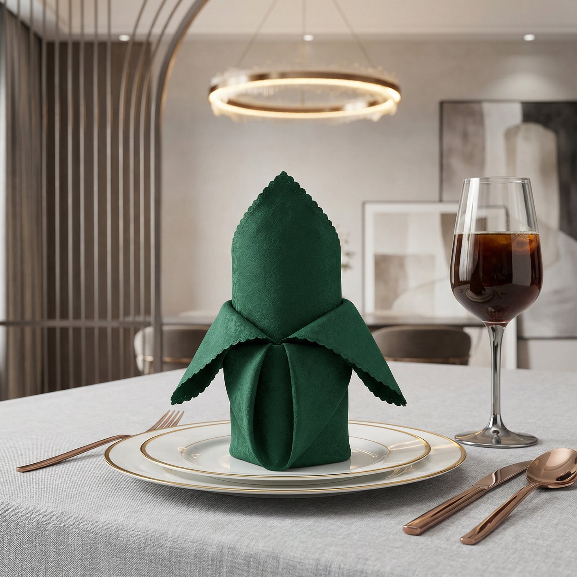 Unique Bargains 12Pcs Reusable Party Cloth Napkins Dark Green 19x19inch