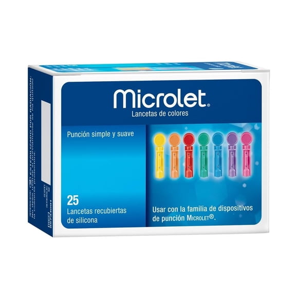 Lancetas Microlet 25s Esteriles de Colores