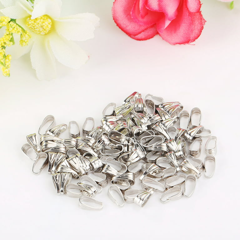 Yesbay 100pcs Bail Connectors Jewelry Findings DIY Necklace Pendant Buckle Clip Clasps-Old Silver, Women's, Size: 0.7