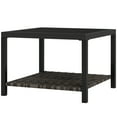 thumbnail image 1 of CoSoTower 23.6" Rattan End Table, Outdoor Coffee Table with Tempered Glass Top, Storage Shelf for Patio, Garden, Balcony, Black, 1 of 7