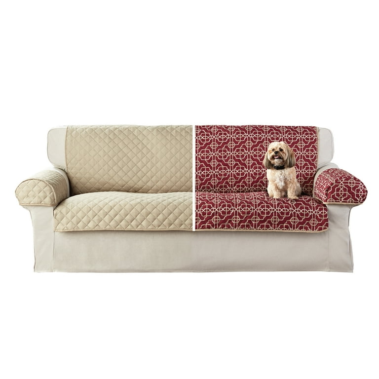 Mainstays 3 Piece Reversible Microfiber Sofa Pet Cover Protector Tan Red Walmart
