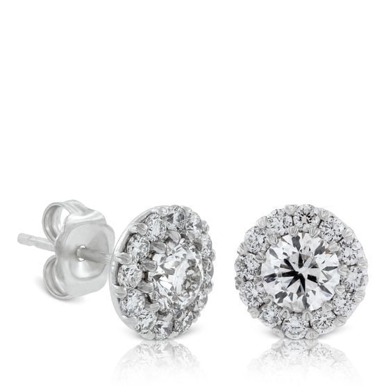 2 Ct Halo Stud Earrings Lab Created Diamond VVS1/D 14K White Gold Plated 925 Solid Silver