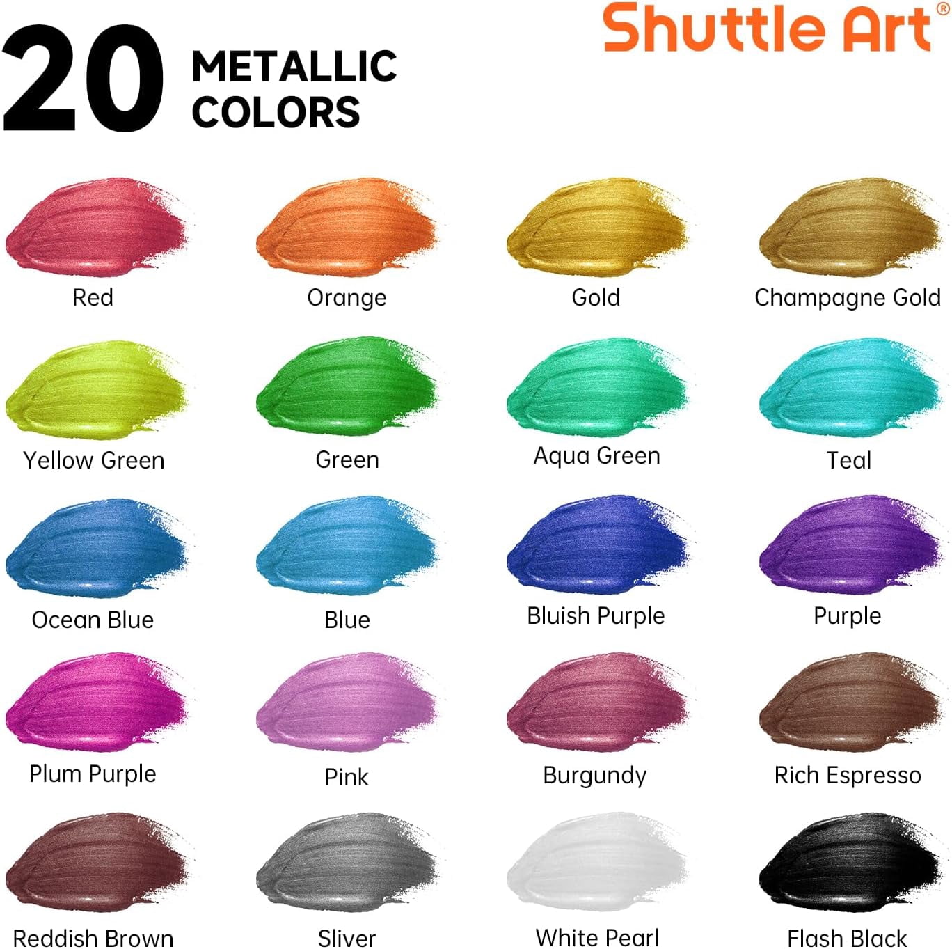 Shuttle Art 2 oz Multi-color Metallic Acrylic Craft Paint (24 Pieces)