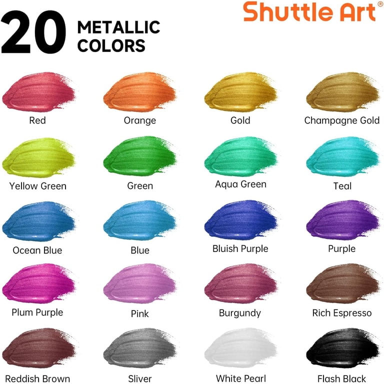 Metallic Acrylic Paint Set With Brushes And Palette photo 3