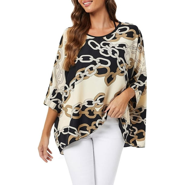 Blusa de gasa para mujer, manga de murciélago floral, cubierta de playa, camisa tipo túnica suelta, Tops
