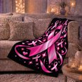 thumbnail image 6 of Pink Ribbon Awareness Support Art Swirling Streamers Hearts, Cozy Friendship Quote Scene, Warm Flannel Blanket for Living Room and Reading Nook, Art Lovers Thank You Gift, Artistic Home Decor, 6 of 9