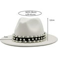 thumbnail image 2 of LINLIN Womens Classic Fedora Hat Trendy Felt Panama Hat with Pearl Belt Flat Top Wide Brim Classic Jazz Cap, 2 of 2