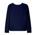 thumbnail image 6 of Women's Waffle Knit Raglan Sleeve Round Neck Long Sleeve No Hood Sweatshirt with Pocket, Fashion Casual Pullover Top for Daily Wear, Casual Activities, Festival and Work Outfits Navy XL, 6 of 8