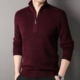thumbnail image 3 of Suéter de lana de invierno para hombre, nueva camisa de punto con cremallera gruesa de lana pura, jersey para hombre de mediana edad, cuello alto medio, 3 of 5
