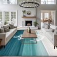 thumbnail image 3 of 6'x9' Area Rugs, Nautical Anchor Teal Green Indoor Outdoor Area Rug for Living Room Bedroom, Coastal Ocean Ombre Striped Washable Bathroom Rugs Kitchen Floor Carpet Mats Home Decor Aesthetic, 3 of 8