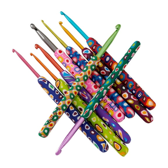 ZPAQI 9 Size Crochet Hooks 2mm-6mm Ergonomic Crochet Hooks Long Handle Crochet Hook
