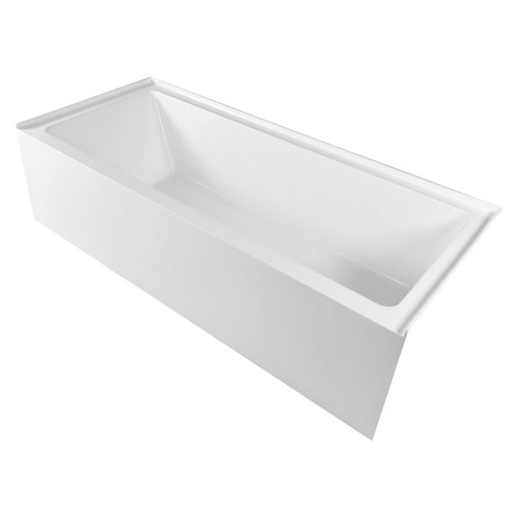 KFFKFF 71.9" x 32" Acrylic Alcove Bathtub, Contemporary Soaking Tub with Right-Hand Drain and Overflow, Deep Rectangular Bath with Integral Flange, White