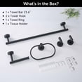 thumbnail image 6 of XMZHOU 5 Pcs Bathroom Hardware Set, Stainless Steel Wall Mounted Bathroom Towel Rack Set,No Need Drill Installation Towel Bar, Toilet Towel Paper Holder, Towel Ring&Robe Towel Hooks, Black, 6 of 7