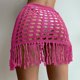 thumbnail image 3 of Falda playera con cordones en color rojo rosado, transparente, con aberturas y estilo tejido, talla L para mujer, 3 of 5