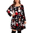thumbnail image 1 of Bellella Robe de Noël pour Femmes Grande Taille Imprimé Flocon de Neige Robe de Noël Longueur Genou Manches Longues Col Rond Ample Élément Femme 4TG, 1 of 3