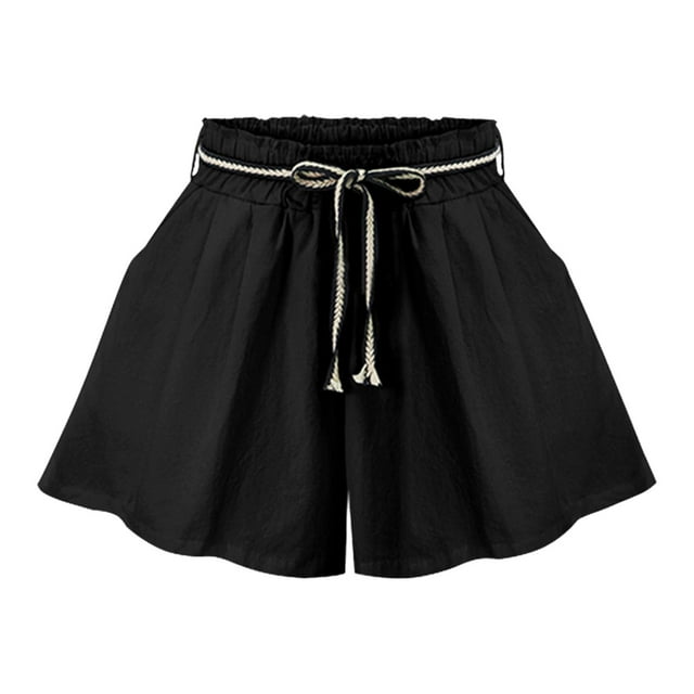 Pantalones cortos de verano para mujer, pantalones cortos de ocio para mujer, ropa elástica cómoda de cintura alta para la playa al aire libre Yoga en , negro XL XL negro Fernando Pantalones cortos de mujer