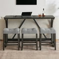 thumbnail image 2 of CQSXDA 4 Piece Bar Table And Chair Set, 59 Inch Dining Table With 3 Upholstered Stools  With Power Outlet  For Home Entertaining, Black, 2 of 10