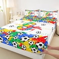 thumbnail image 5 of Erosebridal Letter S Soccer Ball Print Full Size Sheets, Sports Monogram Bed Sheets for Kids Boys and Girls, 1 Flat Sheet, 1 Fitted Sheet and 2 Pillowcases, 5 of 6