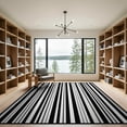 thumbnail image 2 of ODIKA 9'x12' Washable Area Rug Non-Shedding, Easy Care Under Wide Stripe Uneven Spacing Doormat Monochrome Geometric for Master Suite, California King, Bed, 2 of 7