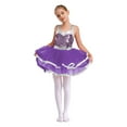 thumbnail image 1 of Hansber Robe Tutu de Danse pour Filles Enfants Paillettes Jazz Fête Danse Costume de Performance Violet 14, 1 of 7