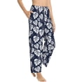 thumbnail image 2 of Xecao White Leaves Women's Straight Lounge Pajama Pants: The Epitome of Relaxed Sleepwear, 2 of 9