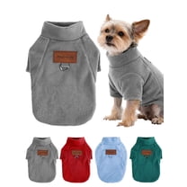 Gustave Dog Sweater Winter Fleece Clothes Puppy Dog Turtleneck Sweaters Pullover Cold Weather Soft Warm Pet Sweatshirt Outfits with Leash Ring for Small Medium Dogs - Gray, 2XL