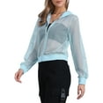thumbnail image 4 of Chaqueta con puños acanalados INSPIRE CHIC para mujeres, sudadera, chaqueta bomber de malla, XS, azul claro, 4 of 6