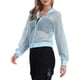 thumbnail image 4 of Chaqueta con puños acanalados INSPIRE CHIC para mujeres, sudadera, chaqueta bomber de malla, talla S, azul claro, 4 of 6