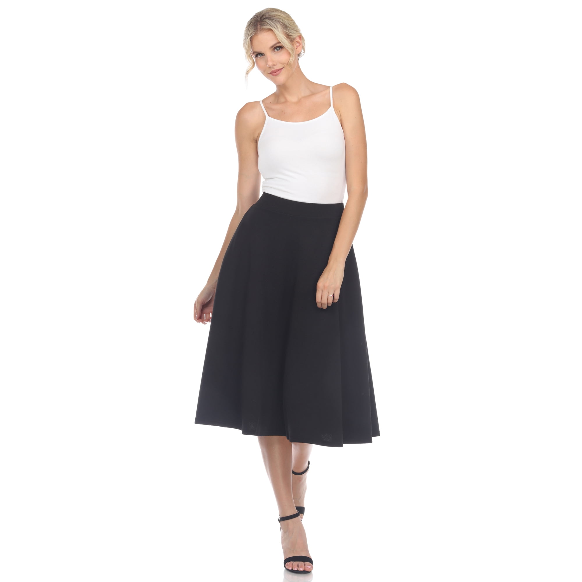 White Mark Women's Flared Midi Skirt