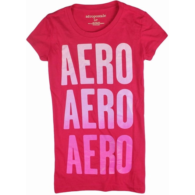 Aeropostale - Camiseta gráfica para mujer con purpurina, rosa, pequeña