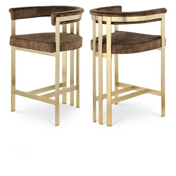 Meridian Furniture Marcello Brown Velvet Counter Stool (Set of 2)