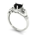 thumbnail image 2 of Clara Pucci 14K White Gold Solid Gold Onyx Claddagh Anniversary Ring for Women - 1.05 cttw Heart Cut, 2 of 8